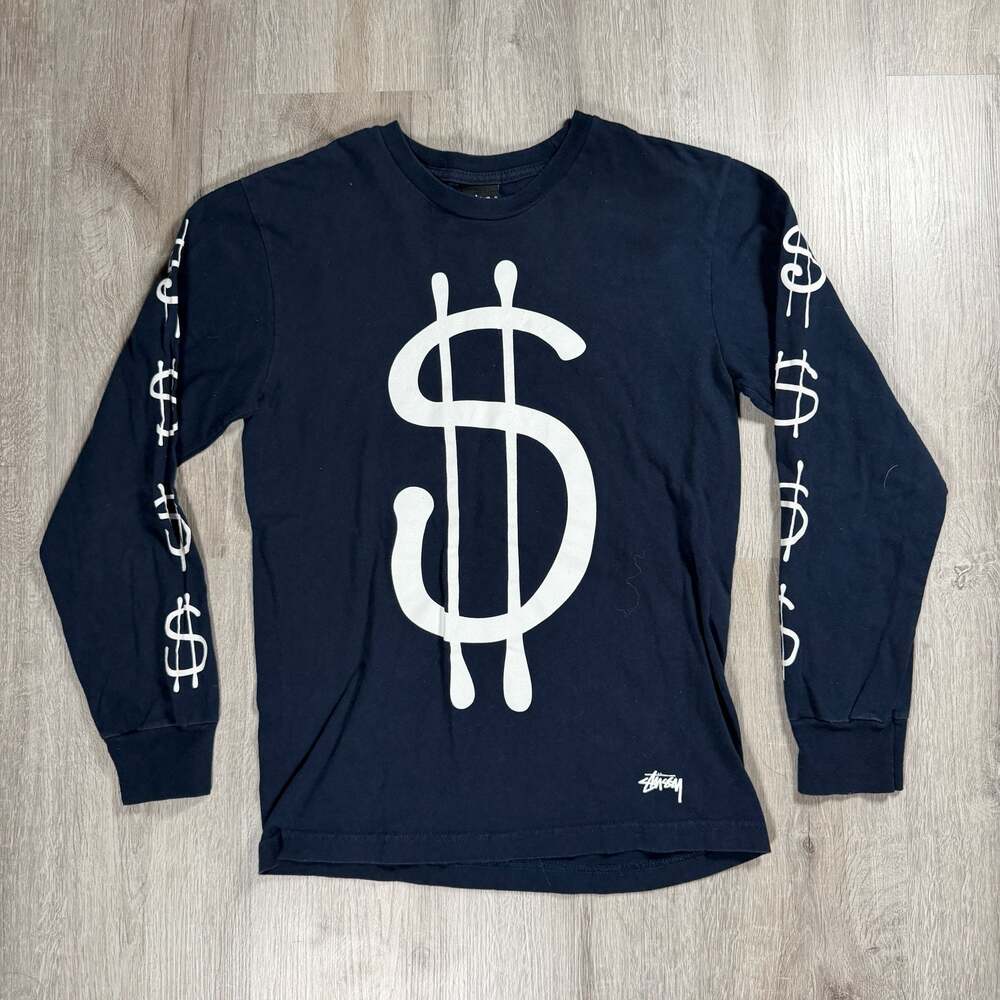 Mens Stüssy Dollar Sign Graphic Long Sleeve T-Shirt Small